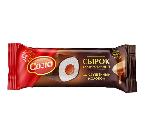 Сырок "Соло" глазированный на печенье с вареной сгущенкой Сырок "Соло" глазированный на печенье с вареной сгущенкой